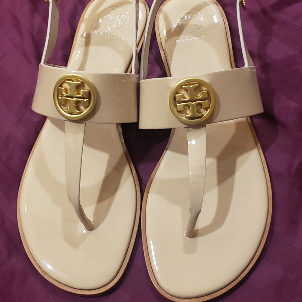 Bryce Leather Flat Thong Sandals Tory Burch
